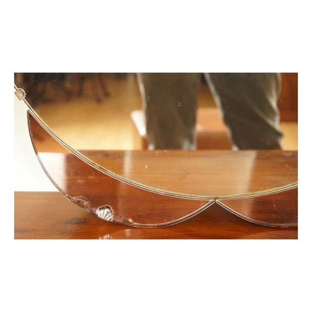 Gold Art Deco Flower-Shaped Amber Peach Bevelled Mirror, 1930s For Sale - Image 8 of 10