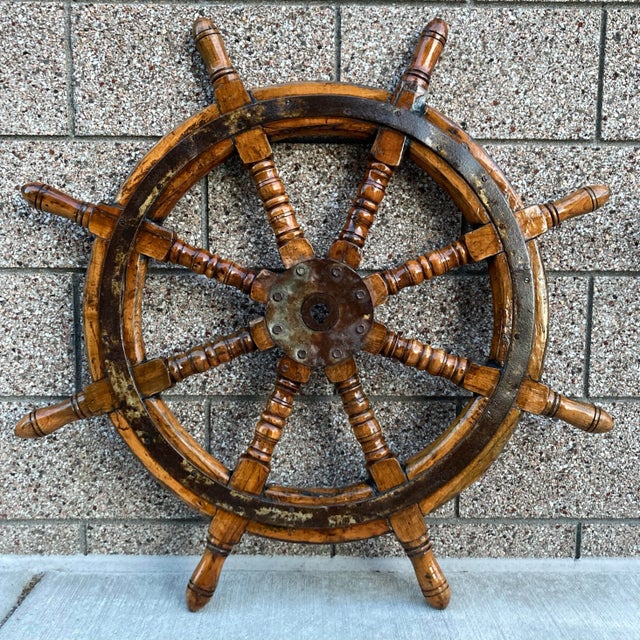 Nautical Early 20th Century Ships Wheel For Sale - Image 3 of 13