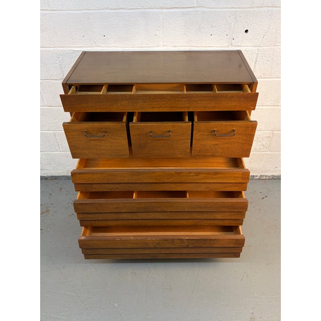 Mid 20th Century Mid 20th Century Merton Gershun for American of Martinsville "Dania" High-Boy Walnut Dresser For Sale - Image 5 of 14