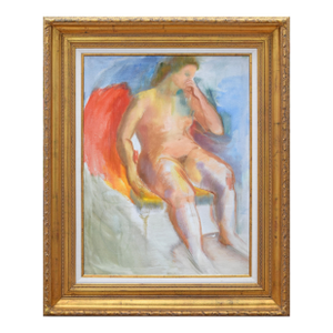 Large Vintage Modernist Post Impressionist Painting of a Female Nude