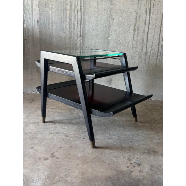 Wood Vintage MCM 3 Tier Side Table by Gordon’s Inc, Pagoda Form, C 1950s For Sale - Image 7 of 12