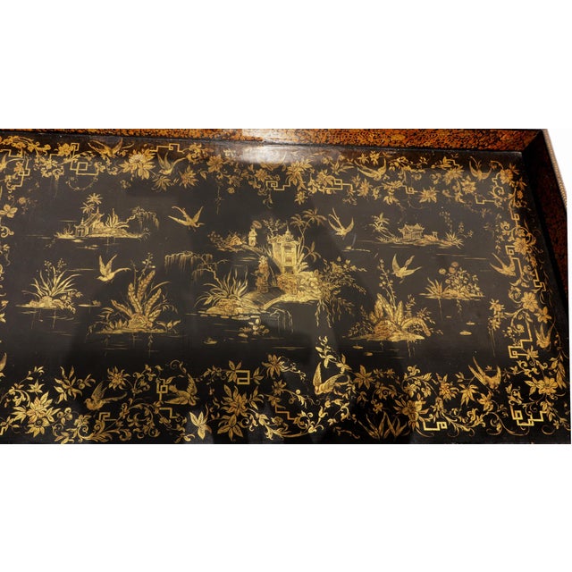 Anglo-Chinese Rarity: Early 19th-Century Chinese Export Black Lacquer Writing Desk, Canton, Circa 1820 For Sale - Image 15 of 18