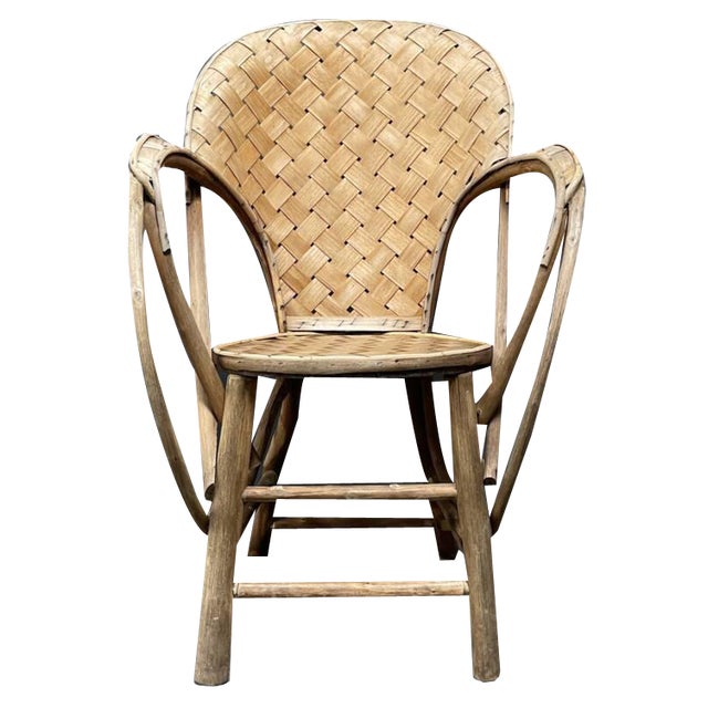 Braided Folk Art Wooden Chair For Sale