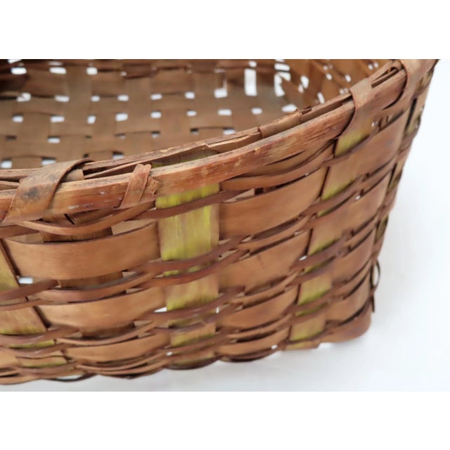 Antique Country American Hand Woven Splint Basket From Maine For Sale - Image 12 of 13