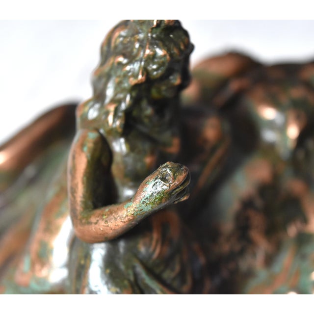 Antique Art Nouveau Metal Dresser Box Casket Lady on Bear Skin Rug For Sale - Image 12 of 18
