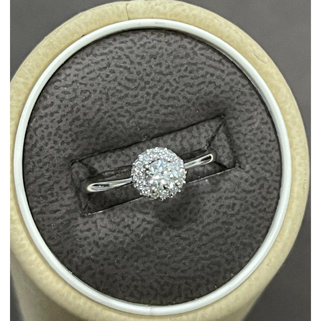 Diamond 0.6 Carat Traditional Ring/Band 14 Karat White Gold, Halo Ring For Sale - Image 17 of 18