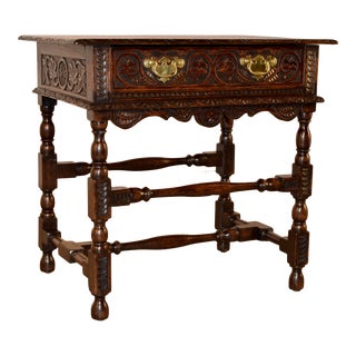 18th-C. English Oak Side Table For Sale