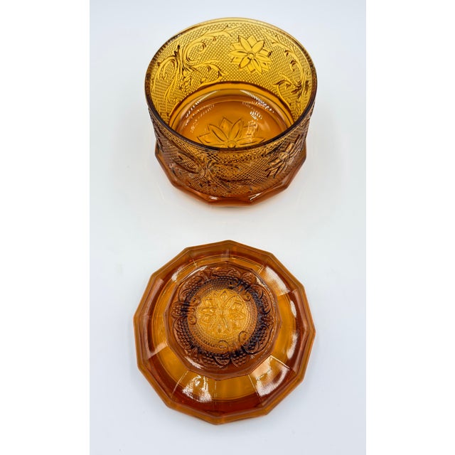 Amber 1960s Indiana Sandwich Glass Tiara Amber Canister & Lid For Sale - Image 8 of 10