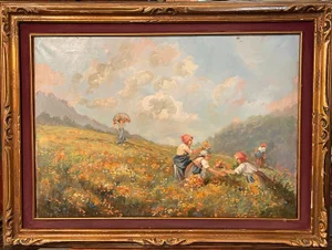 De Carlis, Country Scene, 20th Century, Oil Painting on Canvas, Framed