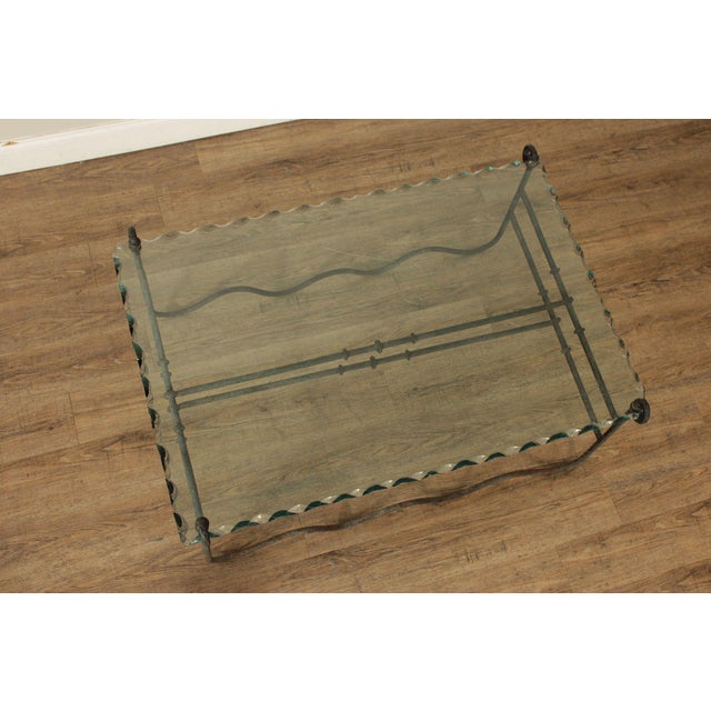 Late 20th Century Modernist Glass Top Wrought Iron Coffee Table For Sale - Image 5 of 17