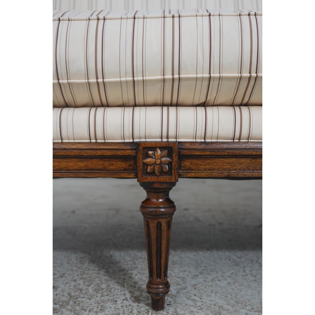 Ethan Allen French Louis XVI Style Mahogany Upholstered Large Sofa For Sale - Image 13 of 18