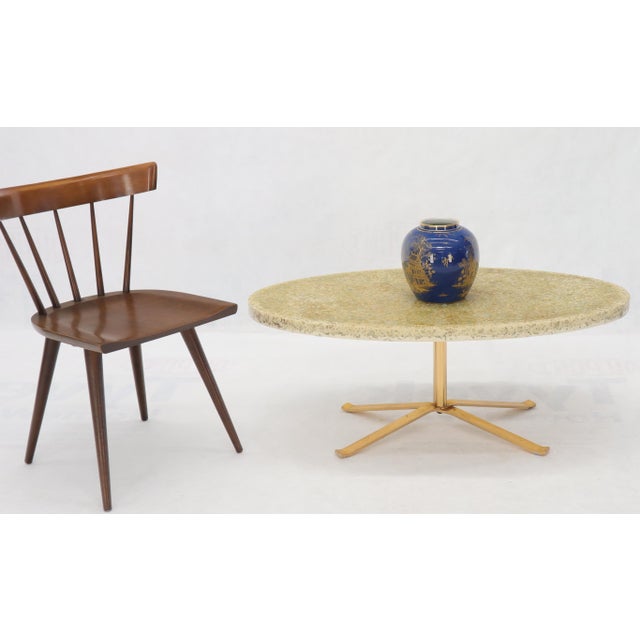 Abalone Shell Cast in Resin Oval Top Coffee Table on X-Shape Base For Sale - Image 9 of 10