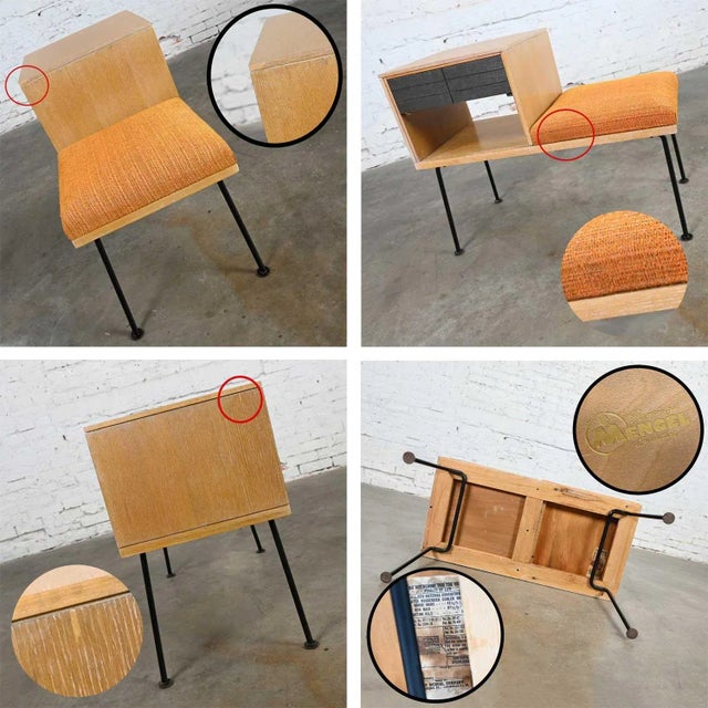 Vintage Mid-Century Modern Mengel Limed & Cerused Oak Telephone Bench by Raymond Loewy For Sale - Image 12 of 13