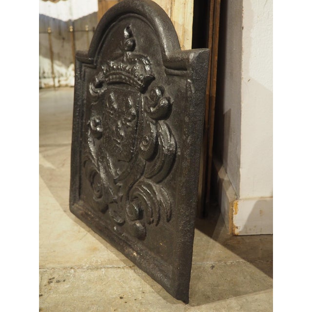 Small 19th Century French Royal Coat of Arms Cast Iron Fireback For Sale - Image 10 of 16