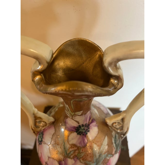 Antique Nippon Royal Kinran Vase 12" Moriage Gold Floral Hand Painted Porcelain For Sale - Image 15 of 17