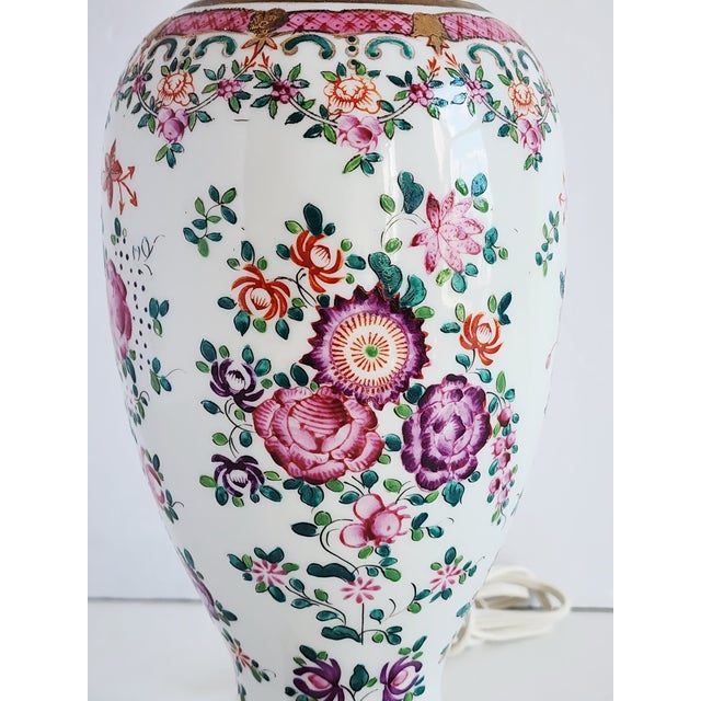 Antique Chinese Famille Rose Table Lamp For Sale - Image 9 of 12