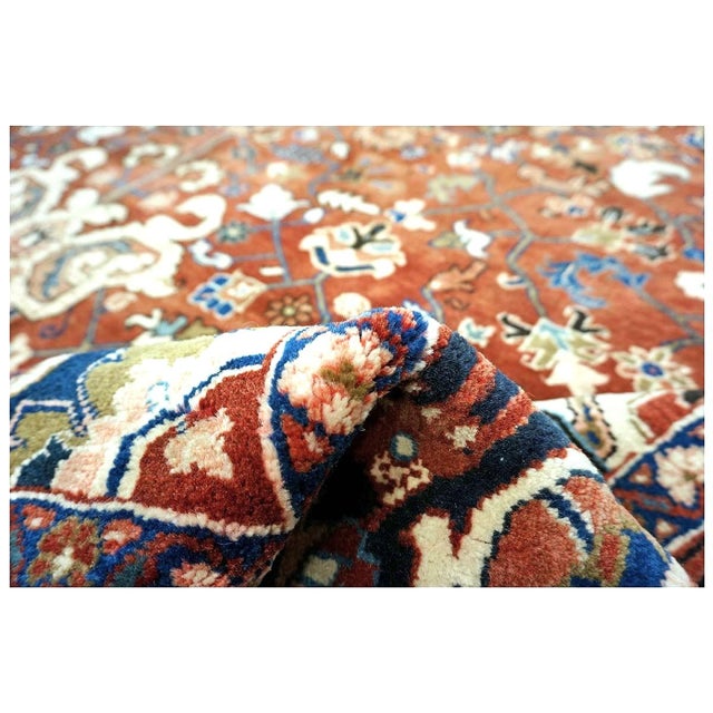 Vintage Persian Heriz 10x13 Red, Navy, & Ivory Handmade Area Rug #9901667 For Sale - Image 13 of 13