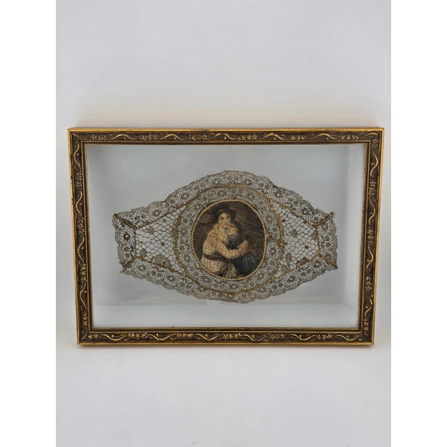 Ultra Rare Antique 1820s Lace Mounted Portrait Watercolor on Ivory Georgian Art For Sale In Houston - Image 6 of 12