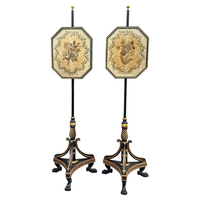 Pair of Regency Period Neoclassical Regency Pole Screens Rockefeller Provenance For Sale - Image 4 of 8