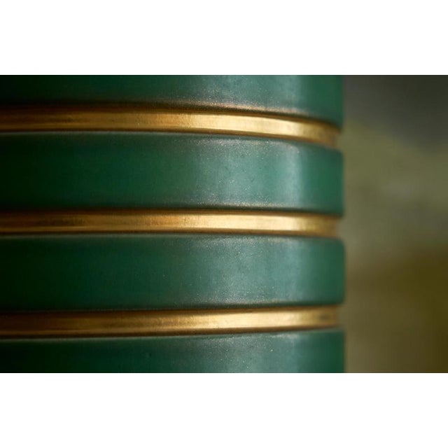 1920s Art Deco Green and Gilt Vases from Villeroy & Boch, Luxembourg 1930s, Set of 2 For Sale - Image 5 of 10