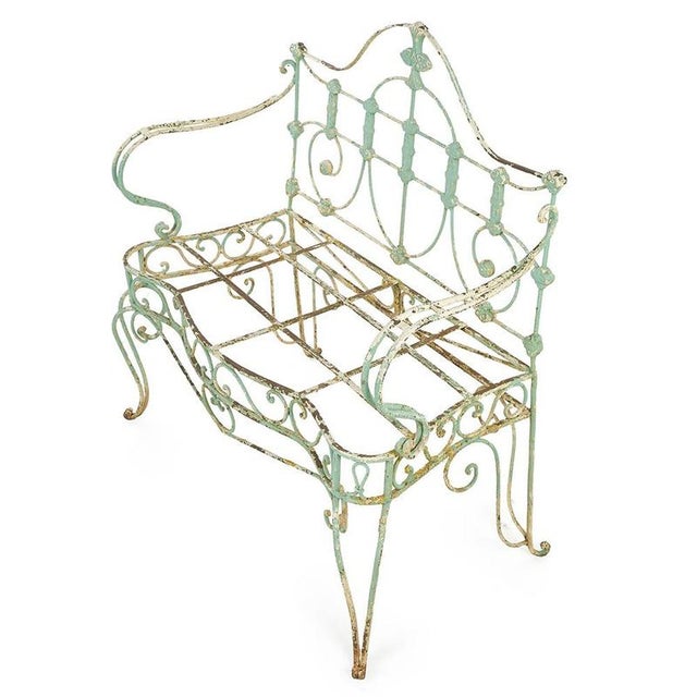 Antique Outdoor Bench in Patinated Iron For Sale - Image 3 of 8