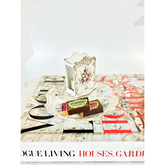 Ceramic Vintage French Floral Decorated Porcelain Matchbox Holder For Sale - Image 7 of 7