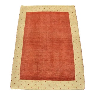 Gabbeh Rug 2’8” X 3’11” Red Wool Contemporary Hand-Knotted Carpet For Sale