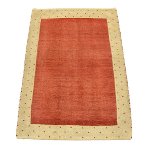 Gabbeh Rug 2’8” X 3’11” Red Wool Contemporary Hand-Knotted Carpet