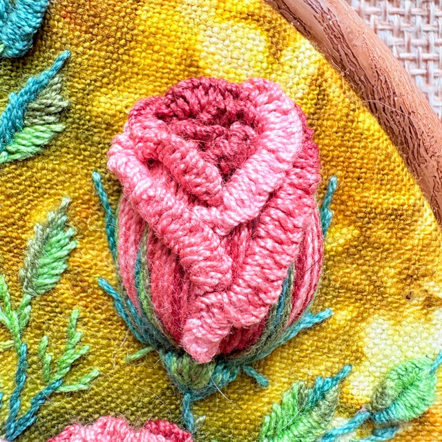 3d Rose Stumpwork Embroidery Art, Framed Botanical Sculpture, Handmade Floral Wall Decor For Sale - Image 4 of 12