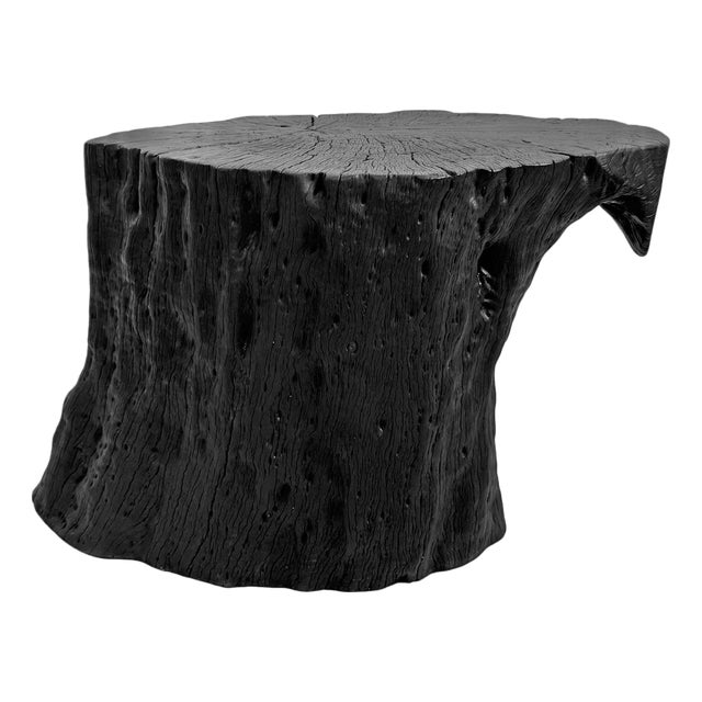 Black Organic Modern Natural Form Stump Stool / Side Table For Sale