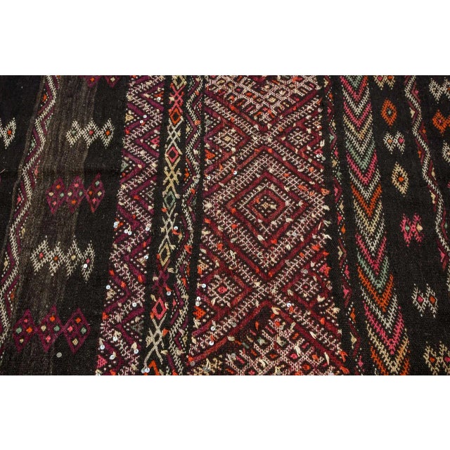 Vintage Moroccan Tuareg Black Runner Rug For Sale - Image 4 of 8