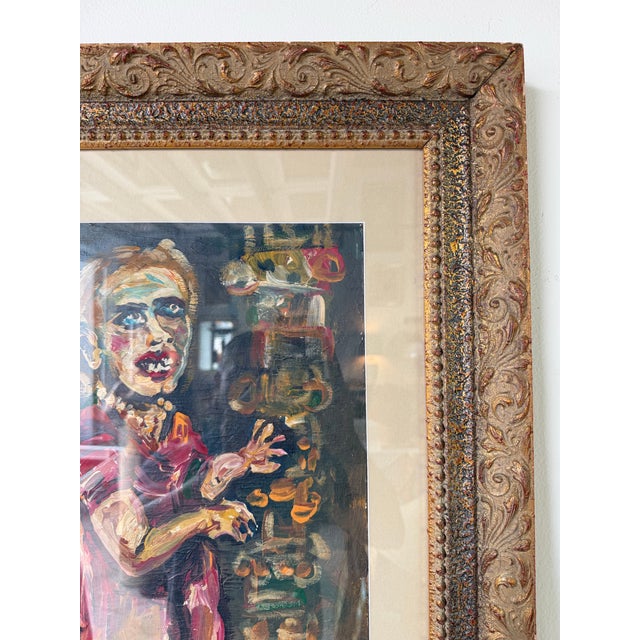 Wood 1970’s Antonia Eiriz Impressionist Abstract Woman Oil on Board Painting – Framed Under Glass For Sale - Image 7 of 12