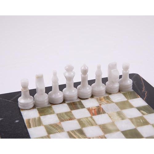 Stone Marble Chess Game in Blue Velvet Box, 1900s For Sale - Image 7 of 14