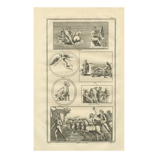 After Bernard de Montfaucon, Apollo, Muses and Mythological Reliefs, 1721, Engraving For Sale