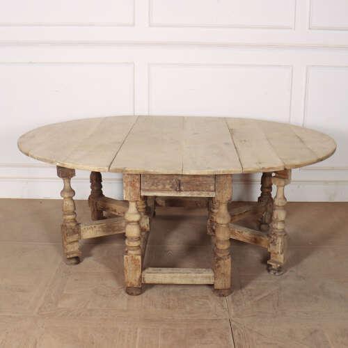 German Bleached Oak Drop Leaf Table For Sale - Image 4 of 9