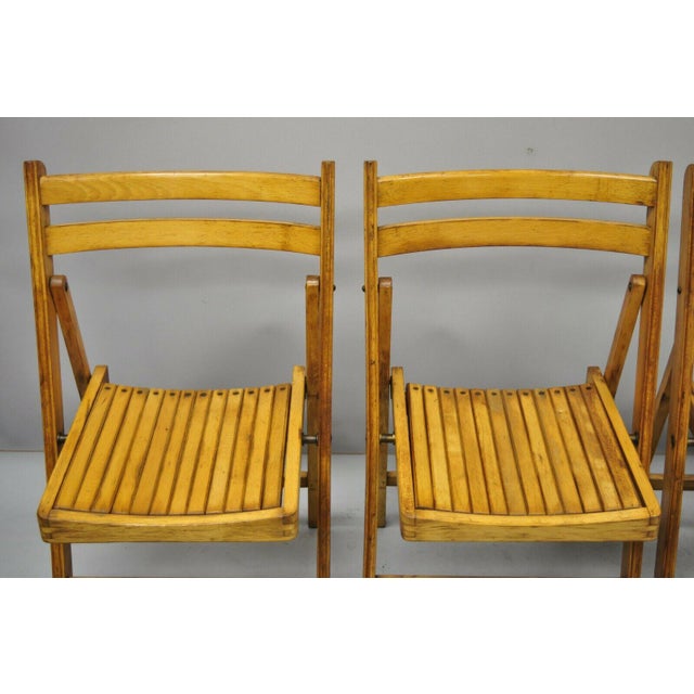 1950s Vintage Wood Slat Folding Dining Game Chairs Set of 4 Chairish