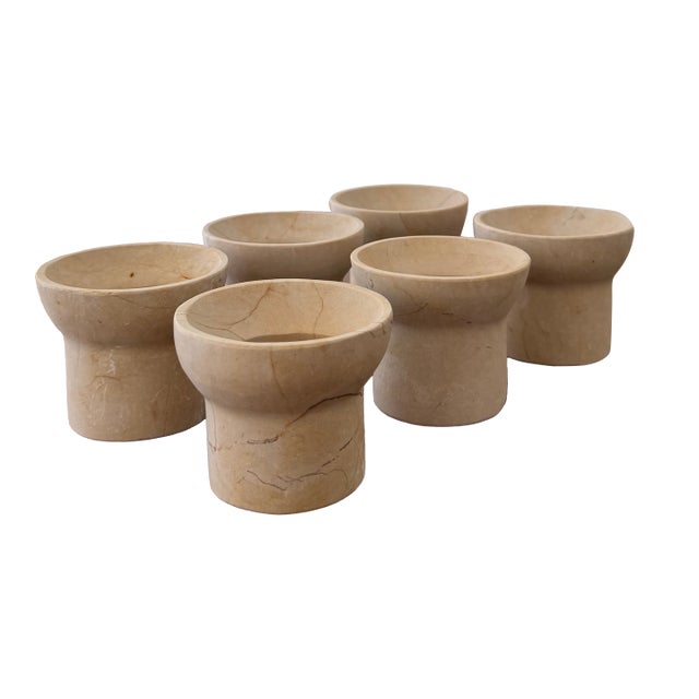 Late 20th Century Set of 6 Handcrafted Natural Stone/Marble Cups For Sale