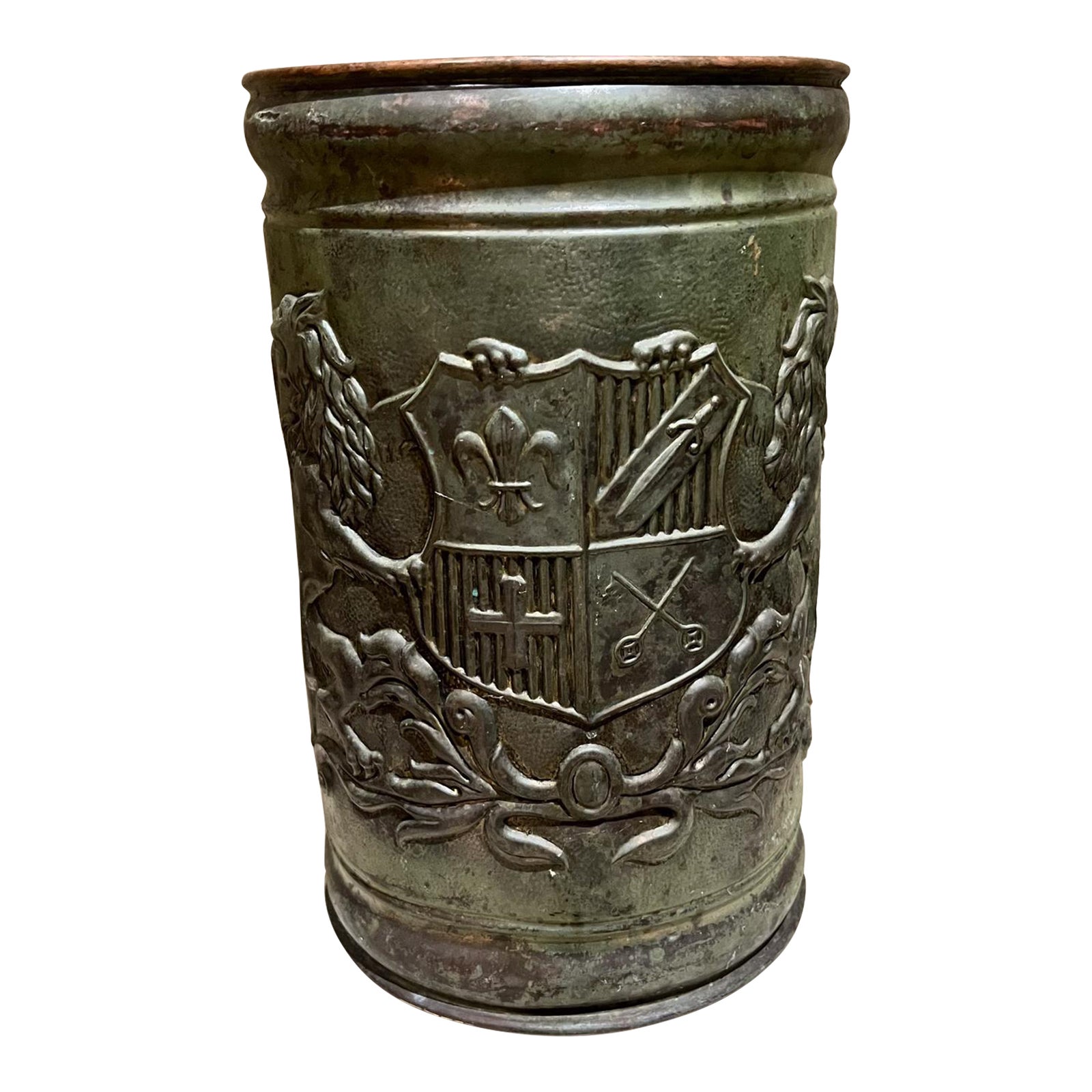 1930s Brass Heraldic Umbrella Stand Peerage England Chairish