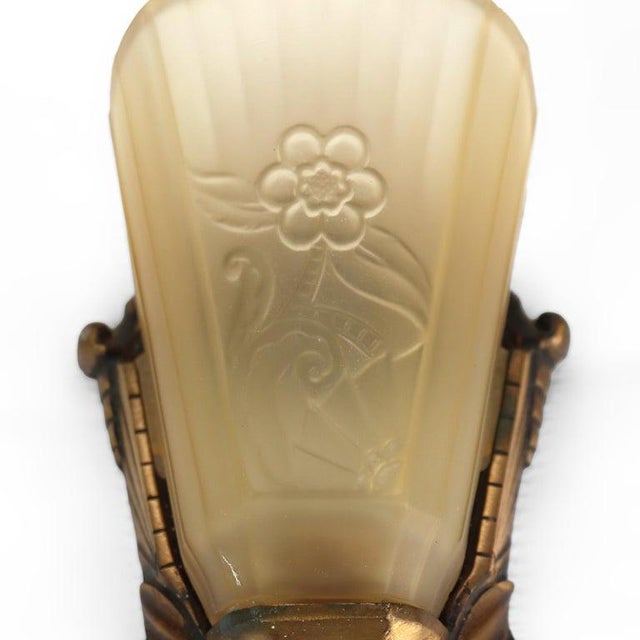 1920s Art Deco Bronze Finish Slip Shade Wall Sconces - Set of 4 For Sale - Image 6 of 8