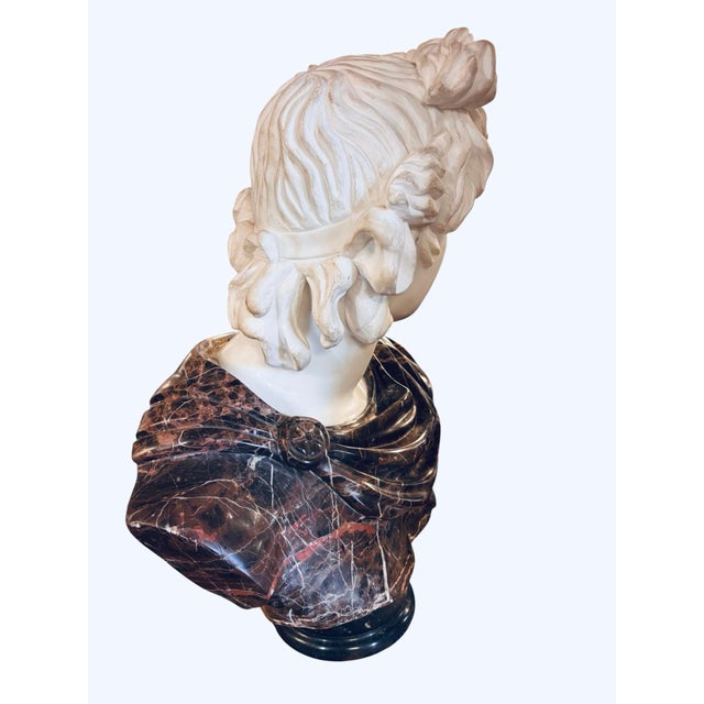 Late 20th Century Monumental Apollo Belvedere Marble Bust on Veined Carrara Marble Pedestal For Sale - Image 4 of 12