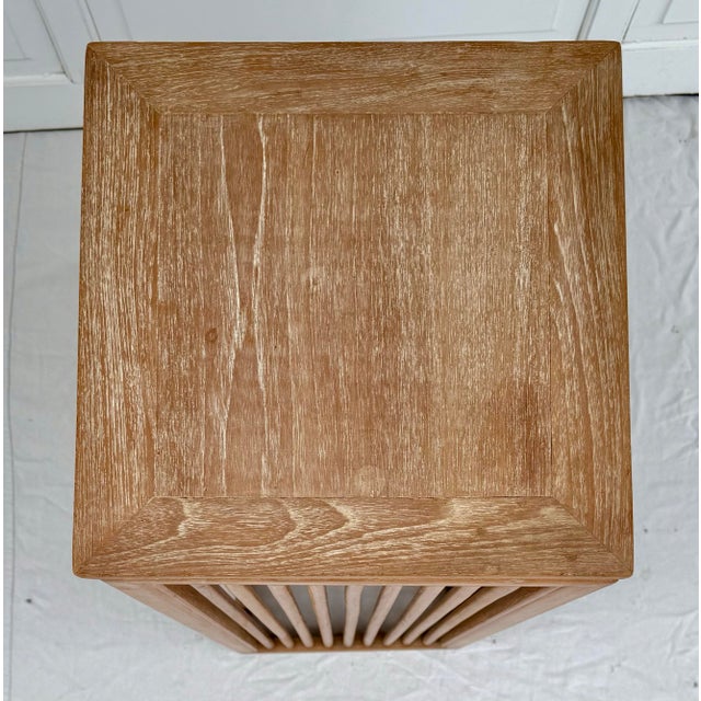 Late 20th Century Contemporary Organic Cerused Wood Bleached Slatted Pedestal Stand For Sale - Image 5 of 10