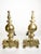 Pair of French fireplace andirons dating from the 19th century, combining richly ornamented brass fronts with sturdy cast...