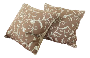 Crewelwork Square 20 Inch Pillows - a Pair