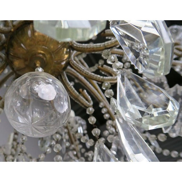 Metal 10-Light French Louis XV Style Crystal Beaded Chandelier, Circa 1930s For Sale - Image 7 of 13