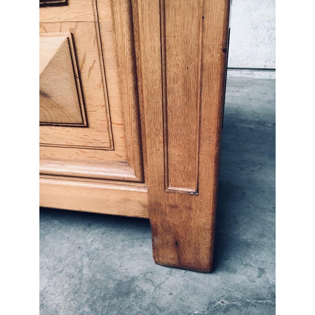 Brutalist Handcrafted Oak 2 Door Cabinet, Belgium, 1950s For Sale - Image 9 of 18