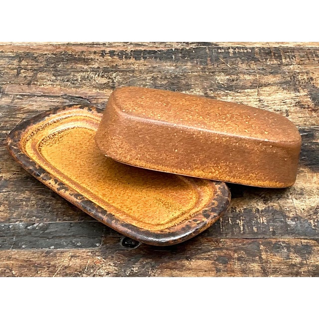 Late 20th Century Vintage McCoy Glazed Ceramic Butter Dish For Sale - Image 5 of 12