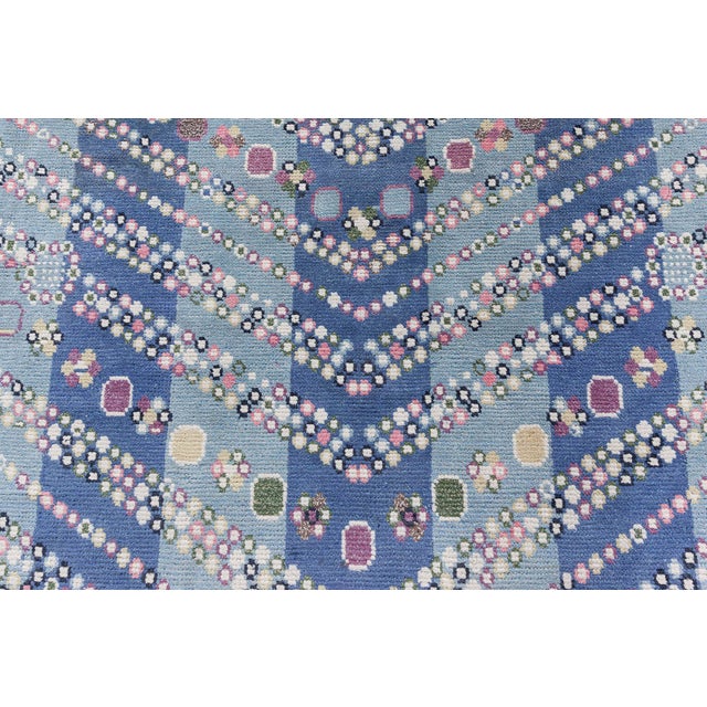 Contemporary Swedish Hand-Knotted Pile Rug in Blue by Doris Leslie Blau For Sale - Image 4 of 8