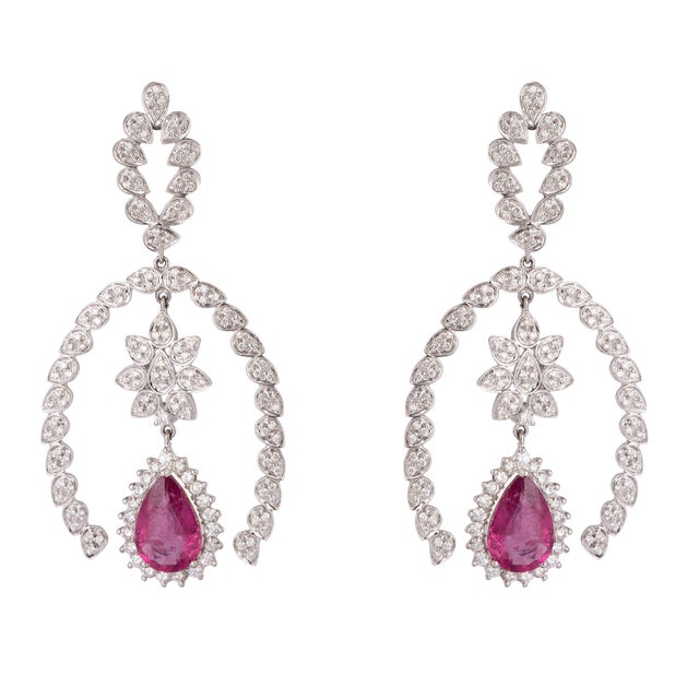 Contemporary Diamond Ruby Light Earring in 18k gold For Sale - Image 3 of 5