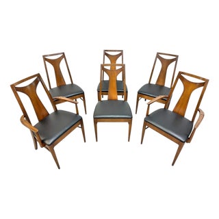 Mid-Century Modern Kent Coffey Perspecta Walnut Dining Chairs - Set of 6 For Sale