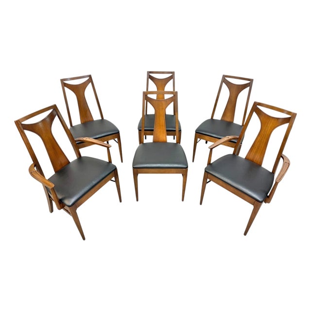 Mid-Century Modern Kent Coffey Perspecta Walnut Dining Chairs - Set of 6 For Sale